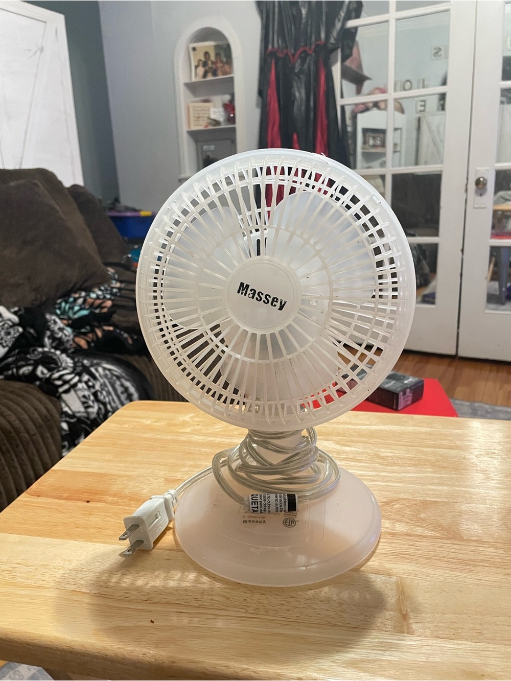 Massey White Small Plug-In Desk Fan